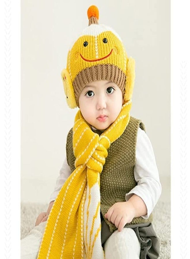 V3E Superhero Woolen Warm Pom Pom Ears Cap Beanie Hat and Muffler Winter Accessories for Baby Boys and Girls (Peach) - Image 3